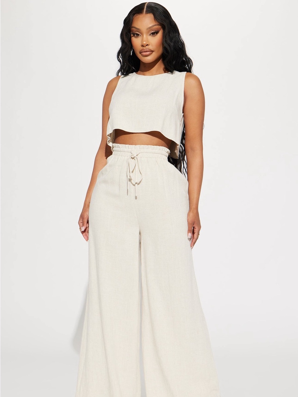 Day Dreaming Linen Pant Set - Oatmeal
